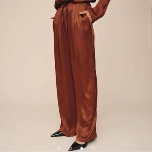 Elie Tahari Rust Wide Leg Satin Pants